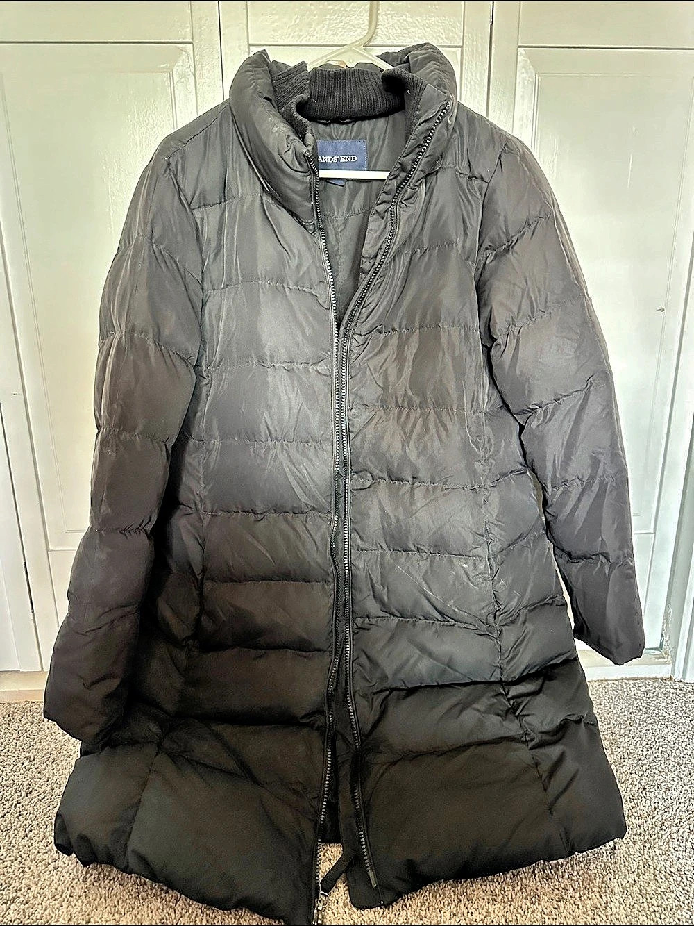 Lands' End Women's Down Puffer Coat Black Medium